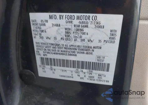 2008 Ford Escape Hybrid from USA, damaged, VIN 1FMCU49H08KE58666